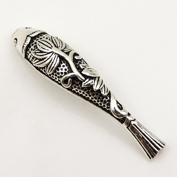 Sterling Silver 925 Stamped Vintage Chinese Lucky Fish Charm Bead WSP161 Wholesale: See Discount Coupons in Item Details