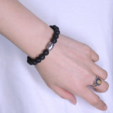 Men's Women Lava Rock Sterling Silver Bracelet 925 Bead DiyNotion Handmade BR003F