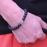 Men's Women Lava Rock Sterling Silver Bracelet 925 Bead DiyNotion Handmade BR003F