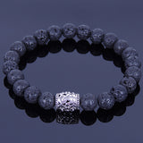 Men's Women Lava Rock Sterling Silver Bracelet 925 Bead DiyNotion Handmade BR003F