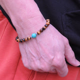 Men/Women Gemstone Bracelet 6mm Tiger Eye 8mm Turquoise S925 Sterling Silver Spacers DiyNotion BR017F6Mm