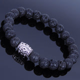 Men's Women Lava Rock Sterling Silver Bracelet 925 Bead DiyNotion Handmade BR003F