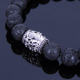 Men's Women Lava Rock Sterling Silver Bracelet 925 Bead DiyNotion Handmade BR003F