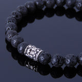 Men's Women Lava Rock Sterling Silver Bracelet 925 Fleur de Lis Bead & Clasp DiyNotion Handmade BR321