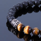 Men's Women Tiger Eye Tiger Eye Sterling Silver Bracelet 925 Fleur de Lis Bead & Clasp DiyNotion Handmade BR323