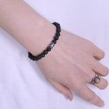 Men's Women Lava Rock Sterling Silver Bracelet 925 Fleur de Lis Bead & Clasp DiyNotion Handmade BR321