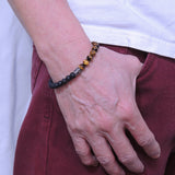 Men's Women Tiger Eye Tiger Eye Sterling Silver Bracelet 925 Fleur de Lis Bead & Clasp DiyNotion Handmade BR323