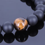 Men's Wome Matte Black Onyx Tiger Eye Bracelet Healing Gemstone DiyNotion Handmade BR197