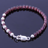 Handmade Women Gemstone Bracelet Natural Brazil Purple Garnet 925 Sterling Silver Bead & Clasp DiyNotion BR087
