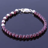 Handmade Women Gemstone Bracelet Natural Brazil Purple Garnet 925 Sterling Silver Bead & Clasp DiyNotion BR087