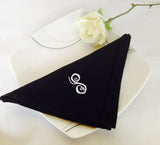 Personalized Black Monogrammed cotton napkins, Four Hemstitched Napkins, Black Serviettes