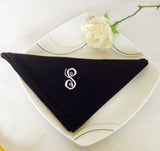 Personalized Black Monogrammed cotton napkins, Four Hemstitched Napkins, Black Serviettes