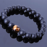 Men's Wome Matte Black Onyx Tiger Eye Bracelet Healing Gemstone DiyNotion Handmade BR197
