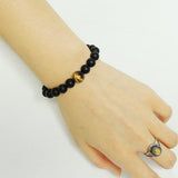 Men's Wome Matte Black Onyx Tiger Eye Bracelet Healing Gemstone DiyNotion Handmade BR197