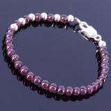 Handmade Women Gemstone Bracelet Natural Brazil Purple Garnet 925 Sterling Silver Bead & Clasp DiyNotion BR087