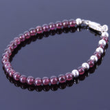 Handmade Women Gemstone Bracelet Natural Brazil Purple Garnet 925 Sterling Silver Bead & Clasp DiyNotion BR087