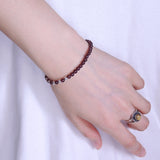 Handmade Women Gemstone Bracelet Natural Brazil Purple Garnet 925 Sterling Silver Bead & Clasp DiyNotion BR087