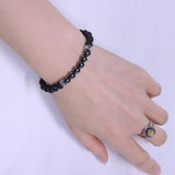 Men's Women Lava Rock Hematite Sterling Silver Bracelet 925 Skull & Spacers DiyNotion Handmade BR327