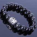 Men's Women Black Obsidian Sterling Silver Bracelet 925 Bead DiyNotion Handmade BR333