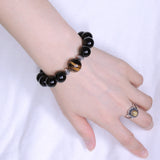 Men's Women Black Onyx Tiger Eye Sterling Silver Bracelet 925 Spacers DiyNotion Handmade BR066