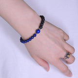 Men's Women Lapis Lava Rock Sterling Silver Bracelet 925 Spacer & Clasp DiyNotion Handmade BR335