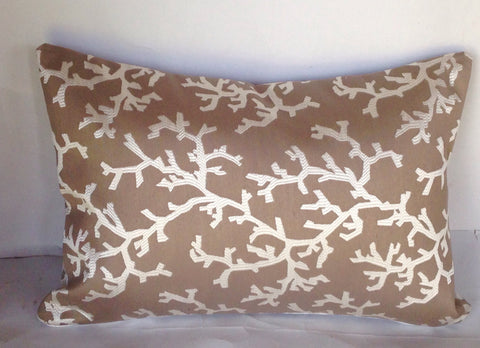 30% OFF Sale IN STOCK Brown Throw Pillow White Coral Cushion Cover, 12x16, 12x18, 12x20,