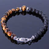 Men's Women Tiger Eye Lava Rock Sterling Silver Bracelet 925 Spacer & Clasp DiyNotion Handmade BR336