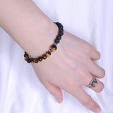Men's Women Tiger Eye Lava Rock Sterling Silver Bracelet 925 Spacer & Clasp DiyNotion Handmade BR336