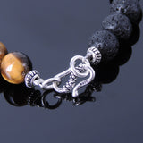 Men's Women Brown Tiger Eye Lava Rock Sterling Silver Bracelet 925 Spacer & Clasp DiyNotion Handmade BR340