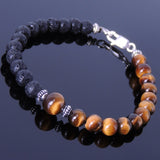 Men's Women Tiger Eye Lava Rock Sterling Silver Bracelet 925 Spacer & Clasp DiyNotion Handmade BR336