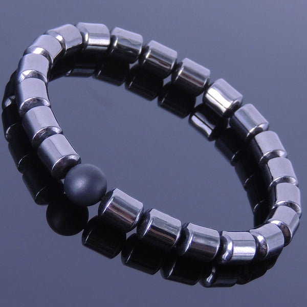 Men's Women Hematite Matte Black Onyx Bracelet Gemstone DiyNotion Handmade BR147
