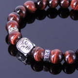 Men's Women Red Tiger Eye 925 Sterling Silver Bracelet Buddha Buddhism Mantra Spacers DiyNotion Handmade BR343E