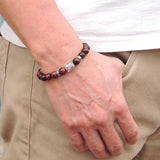 Men's Women Red Tiger Eye 925 Sterling Silver Bracelet Buddha Buddhism Mantra Spacers DiyNotion Handmade BR343E