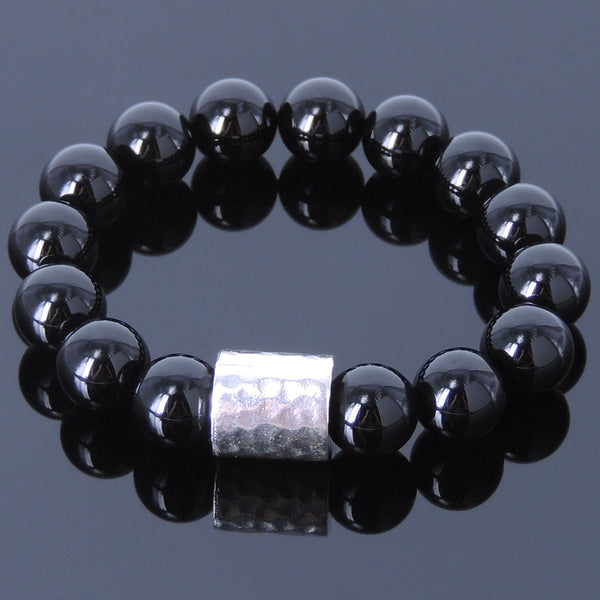Men's Women Black Onyx Sterling Silver Bracelet 925 Charm Gemstone DiyNotion Handmade BR069
