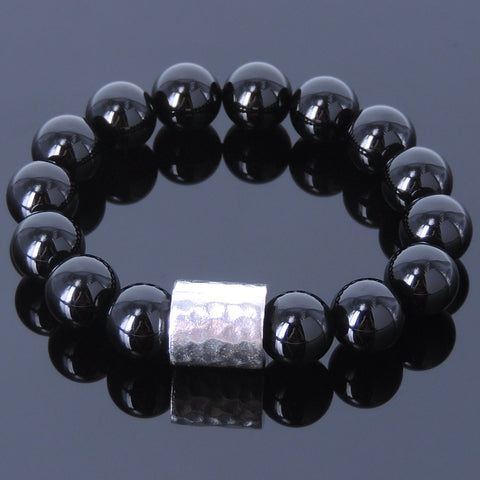 Men's Women Black Onyx Sterling Silver Bracelet 925 Charm Gemstone DiyNotion Handmade BR069
