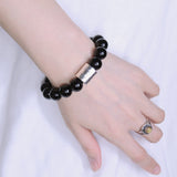 Men's Women Black Onyx Sterling Silver Bracelet 925 Charm Gemstone DiyNotion Handmade BR069