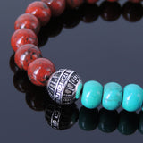 Men/Women Gemstone Bracelet Turquoise Red Jasper Stone S925 Sterling Silver Bead DIY-NOTION Br090