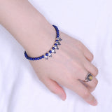 Handmade Men Women Gemstone Bracelet Lapis 925 Sterling Silver Skull Clasp DiyNotion BR348