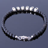 Men's Women Lava Rock Sterling Silver Skull Bracelet 925 Celtic Skull Clasp DiyNotion Handmade BR350