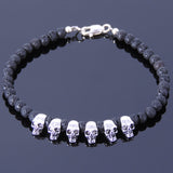 Men's Women Lava Rock Sterling Silver Skull Bracelet 925 Celtic Skull Clasp DiyNotion Handmade BR350