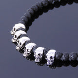 Men's Women Lava Rock Sterling Silver Skull Bracelet 925 Celtic Skull Clasp DiyNotion Handmade BR350