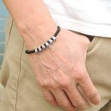Handmade Men Women Gemstone Bracelet Black Onyx 925 Sterling Silver Skull Bead Clasp DiyNotion BR347