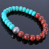 Men/Women Gemstone Bracelet Turquoise Red Jasper Stone S925 Sterling Silver Bead DIY-NOTION Br090