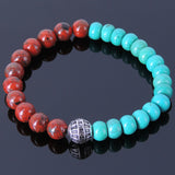 Men/Women Gemstone Bracelet Turquoise Red Jasper Stone S925 Sterling Silver Bead DIY-NOTION Br090