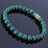 Men's Women Malachite Sterling Silver Bracelet Fleur de Lis Bead Gemstone DiyNotion Handmade BR261E