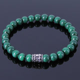 Men's Women Malachite Sterling Silver Bracelet Fleur de Lis Bead Gemstone DiyNotion Handmade BR261E