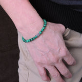 Men's Women Malachite Sterling Silver Bracelet Fleur de Lis Bead Gemstone DiyNotion Handmade BR261E