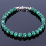 Men's Women Malachite Sterling Silver Bracelet 925 Spacer Clasp Gemstone DiyNotion Handmade BR354