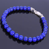Men's Women Lapis Sterling Silver Bracelet Gemstone 925 Spacers DiyNotion Handmade BR355
