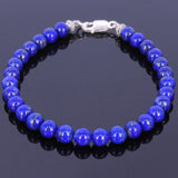 Men's Women Lapis Sterling Silver Bracelet Gemstone 925 Spacers DiyNotion Handmade BR355